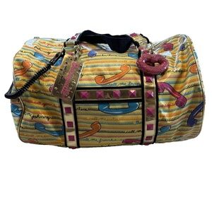 Betseyville by Betsey Johnson “Call Me” Telephone Print Studded Duffel Tote Bag